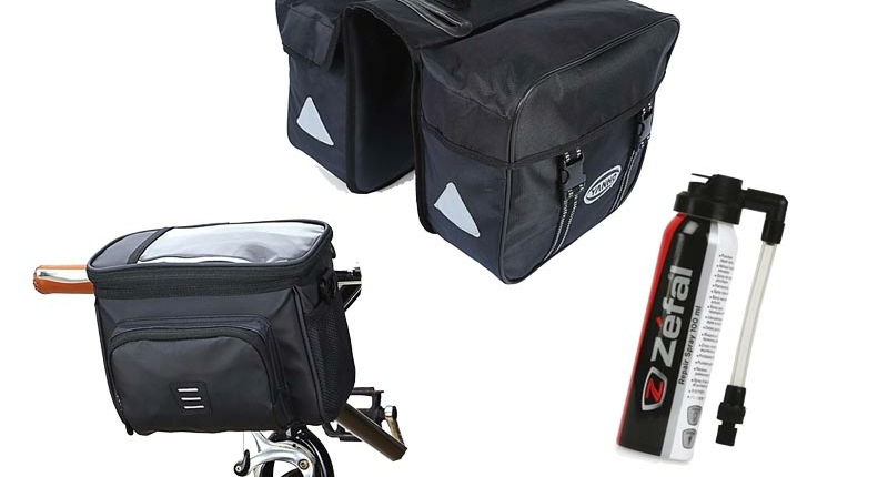 offre sacoche 2024 vélo de randonnée - sacoche double + sacoche guidon + kit reparation pour 50€ de plus